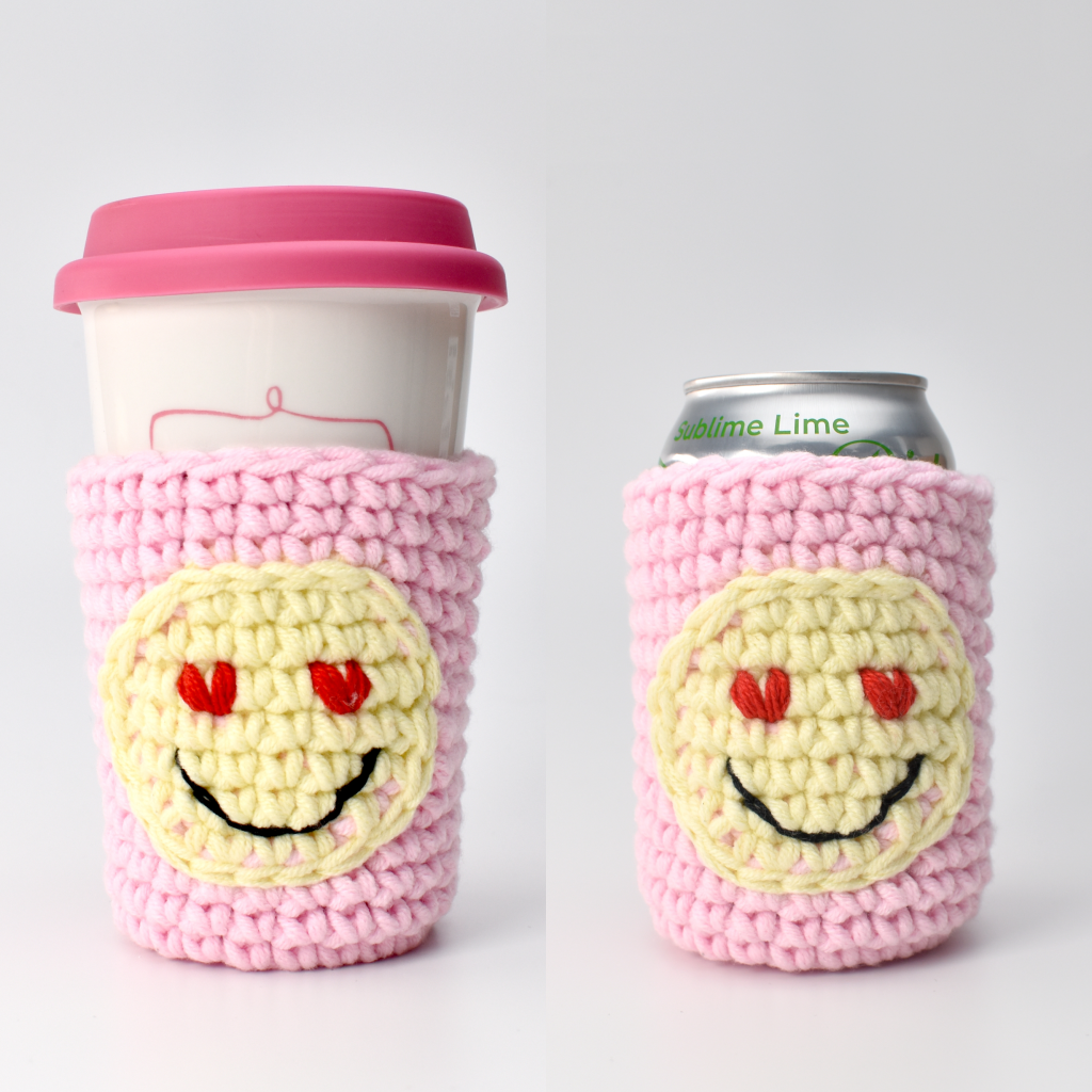 FREE EMOJI CAN OR CUP COSY CROCHET PATTERN