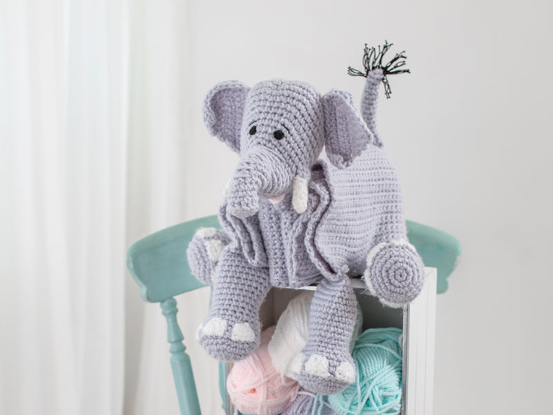 Cuddle and Play Elephant Blanket Crochet Yarn KIT