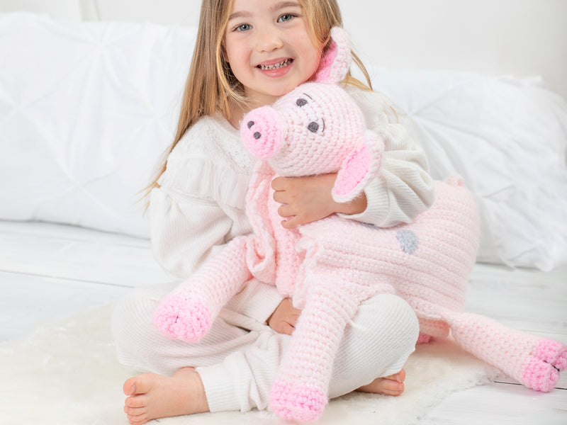 Cuddle and Play Pig Blanket Crochet Yarn Kit